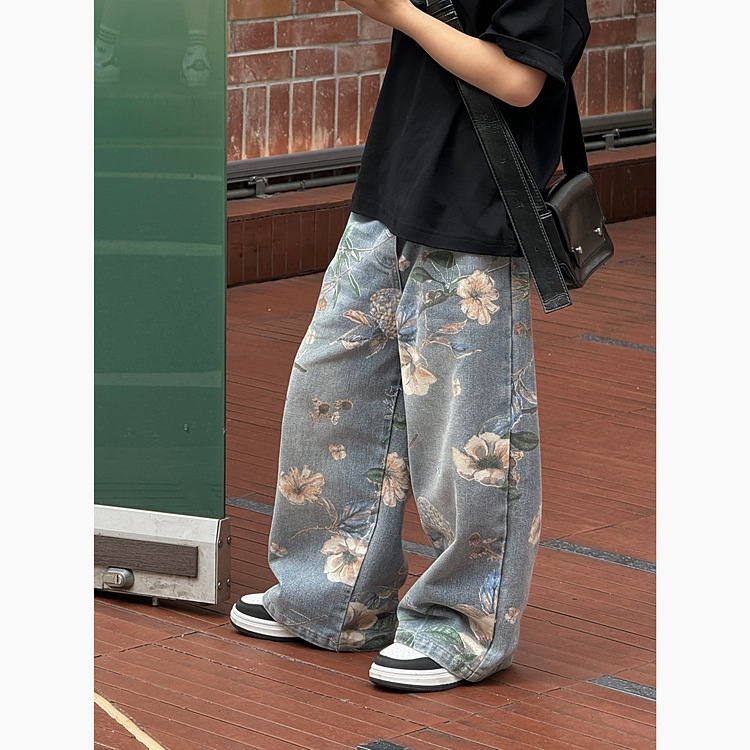 Pantalon garçon mère et enfant, jean de rue imprimé, pantalon droit pour bébé_voghion.com