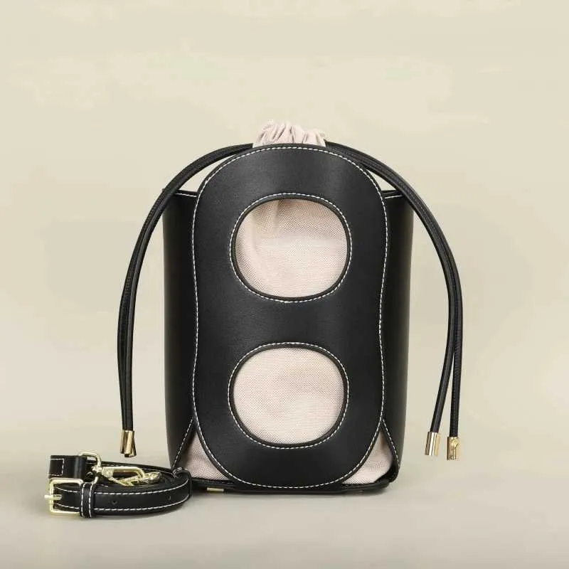 Chic Womens Crossbody Bucket Bag Simple Atmosphere Hollow Design Shoulder Ba241216_voghion.com