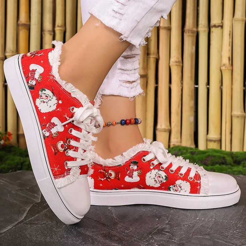 Ténis de natal para mulher moda outono estampado pai natal_voghion.com
