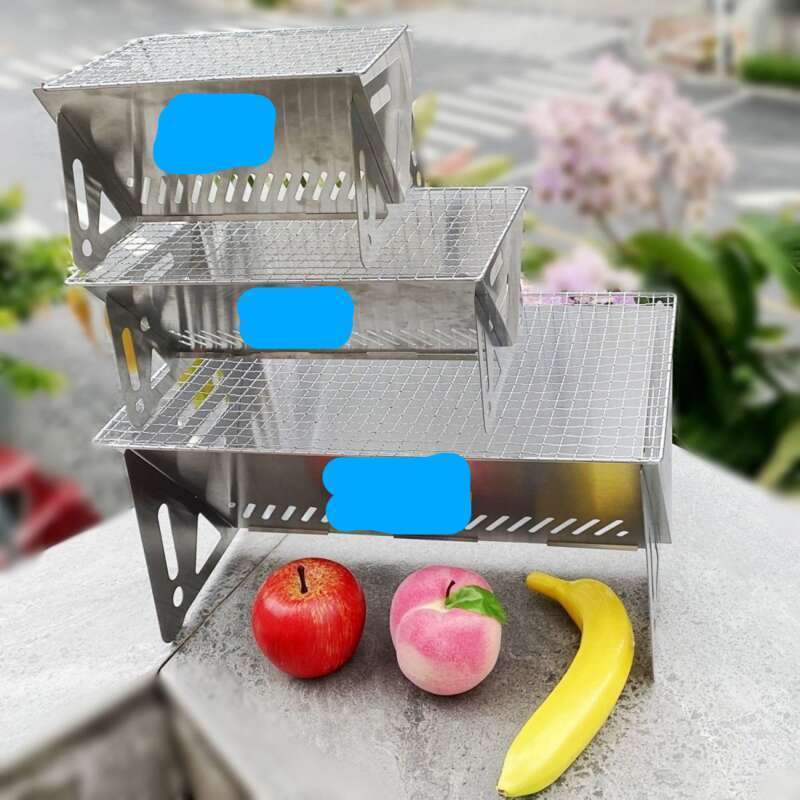 Outdoor Card Folding Stainless Steel Barbecue Stove Firewood Camping Supplies Portable_voghion.com