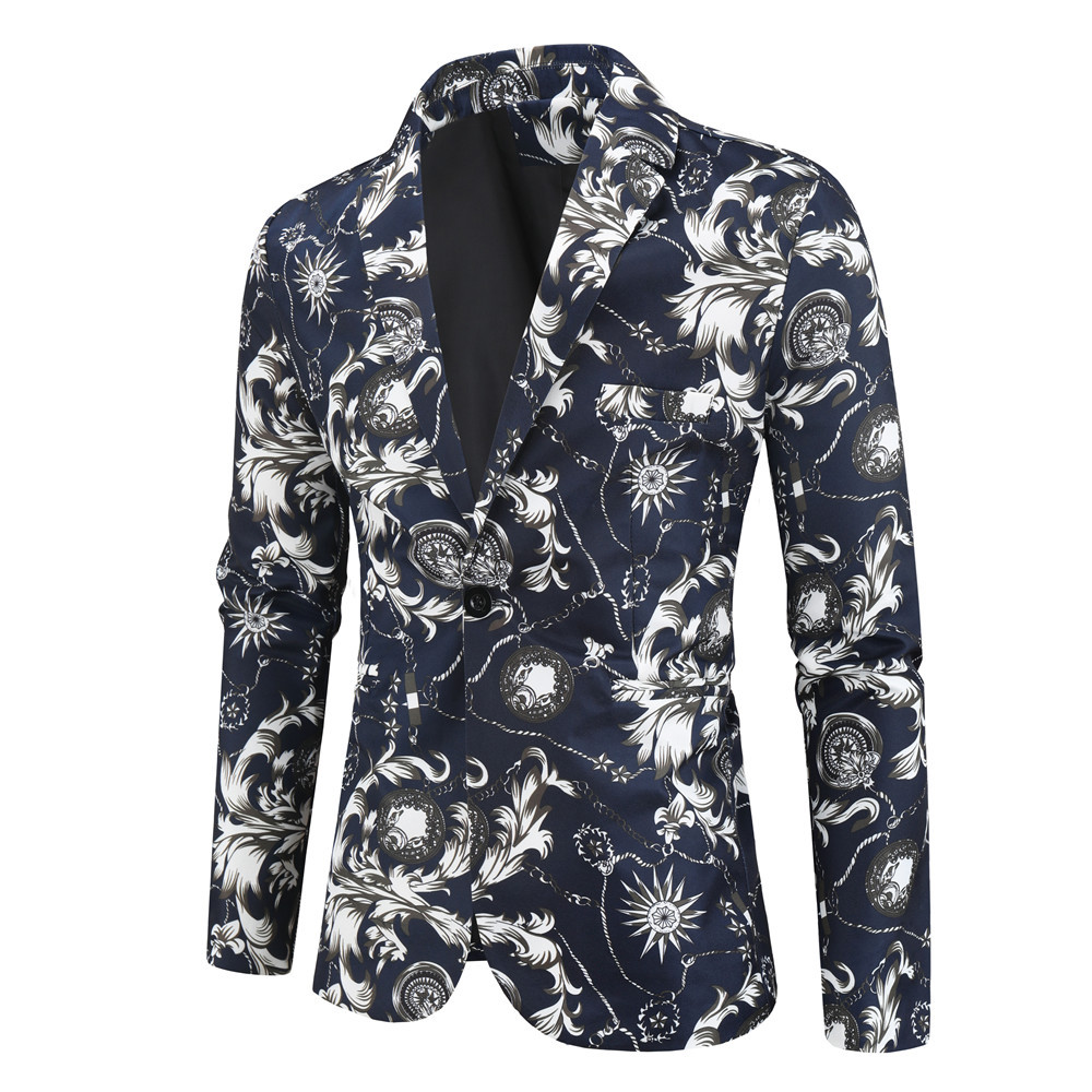 Men's famous clan style printed suit suit men's casual single west coat_viptrois.com