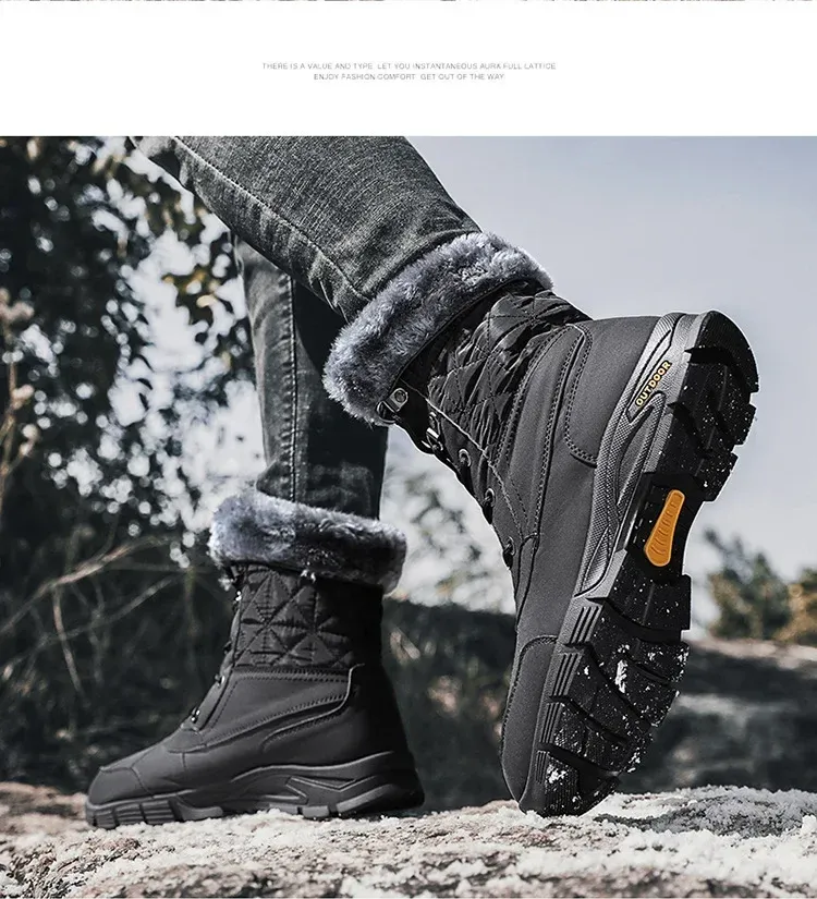 Heren High-end Snowboots Winter Mode Pluche Isolatie Antislip Waterdicht Slijtvast Katoenen Schoenen Buiten_voghion.com