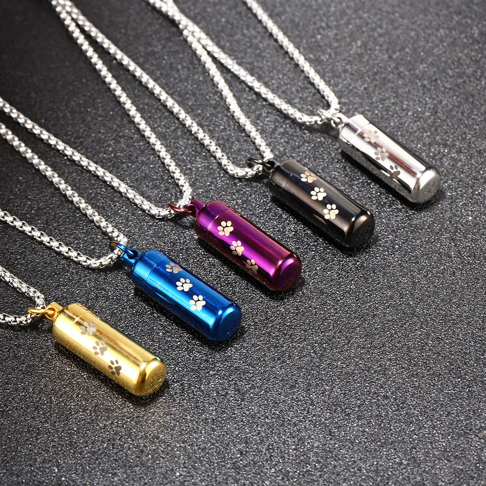 Collane con ciondolo in acciaio inossidabile, collana con zampa di animale domestico, souvenir commemorativo per la cremazione, accessori per cuccioli per le ceneri_voghion.com