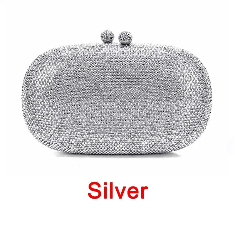 2024 Dernière élégante soirée de mariage pour femmes en Italie, pochette de soirée en cristal doré argent 240924_voghion.com
