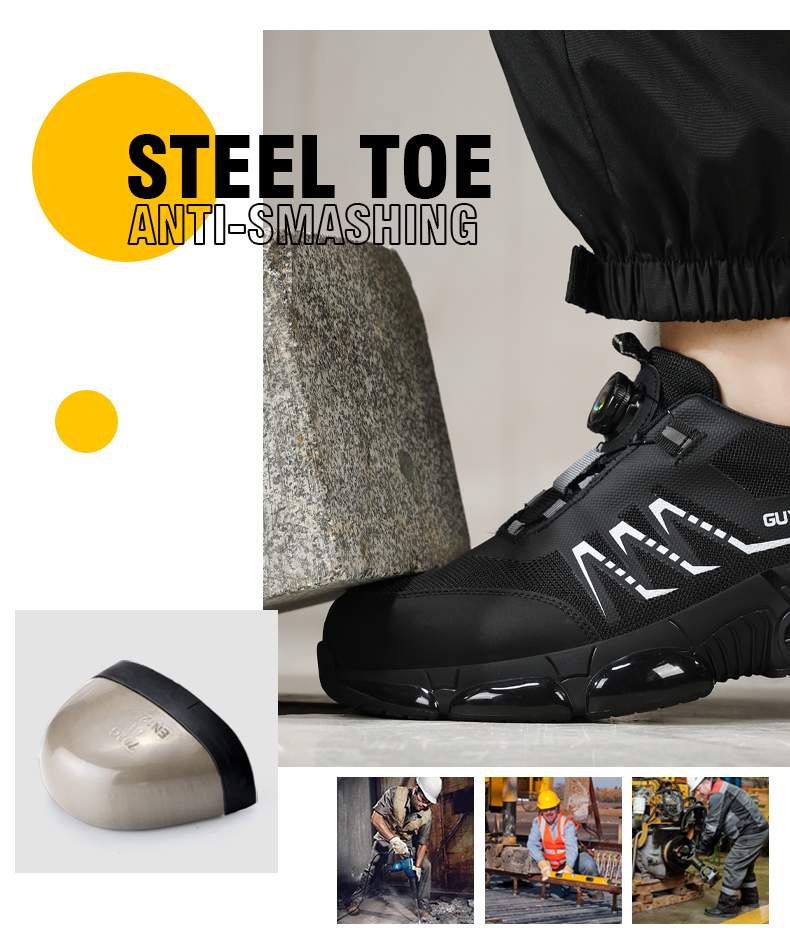 Scarpe antinfortunistiche GUYISA con punta in acciaio, scarpe da lavoro da uomo di alta qualità, leggere, alla moda e comode 5025bk_voghion.com