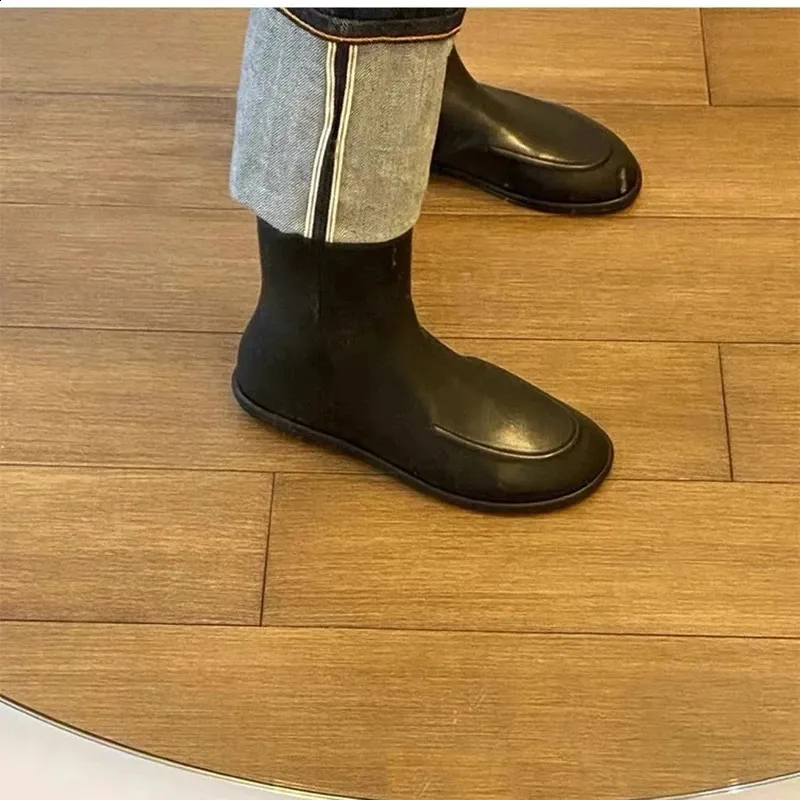 Damen Stiefeletten Aus Echtleder Flache Winter Knight Boots_voghion.com