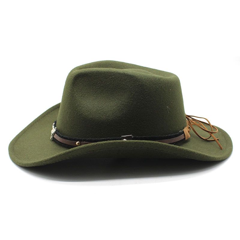 Top da jazz in lana con testa di bue, stile western da cowboy, per uomo e donna, stile etnico, in feltro, a tesa larga._voghion.com