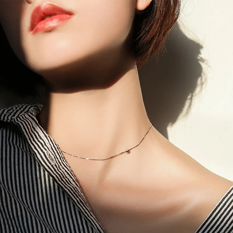 Kedjor Enkel Rund Pärla Charm Hänge Halsband För Kvinnor Choker Smycken Gåva Dz946_voghion.com