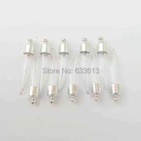 Lot de 50 tubes à vis 35 x 6 mm, pendentif en verre, cristal, médaillon de parfum, flacon de riz, bouchon à vis, breloque, bouteille de remplissage, G0927_voghion.com