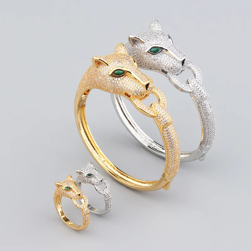 Gold Drehmoment Leopard Diamant Armreif Armbänder für Frauen Sier Designer Gear Schmuck Femme Set Liebe Frauen Männer Paar_voghion.com