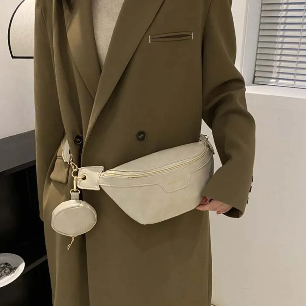 Marsupio da corsa di grande capacità, stile coreano, con portamonete e tracolla a mezzaluna, in PU, di design, per studenti_voghion.com