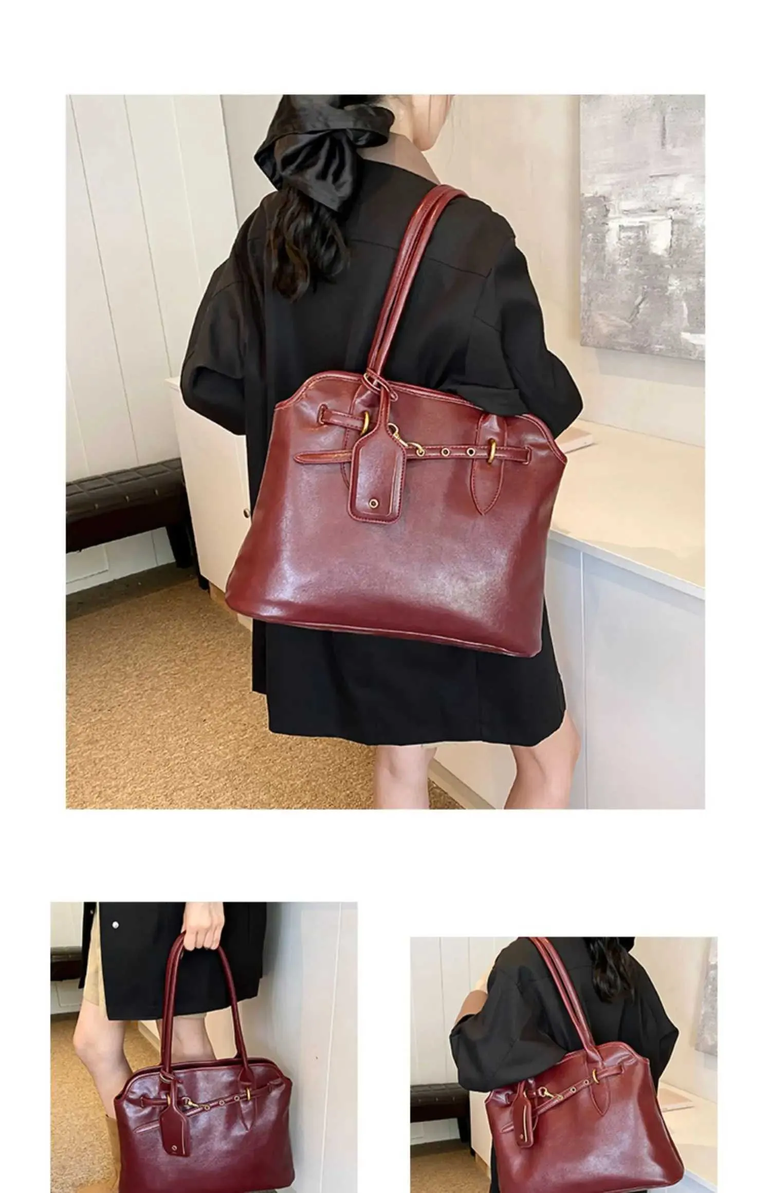 Große Damen Umhängetasche Aus Kunstleder Versatile Tragetasche_voghion.com
