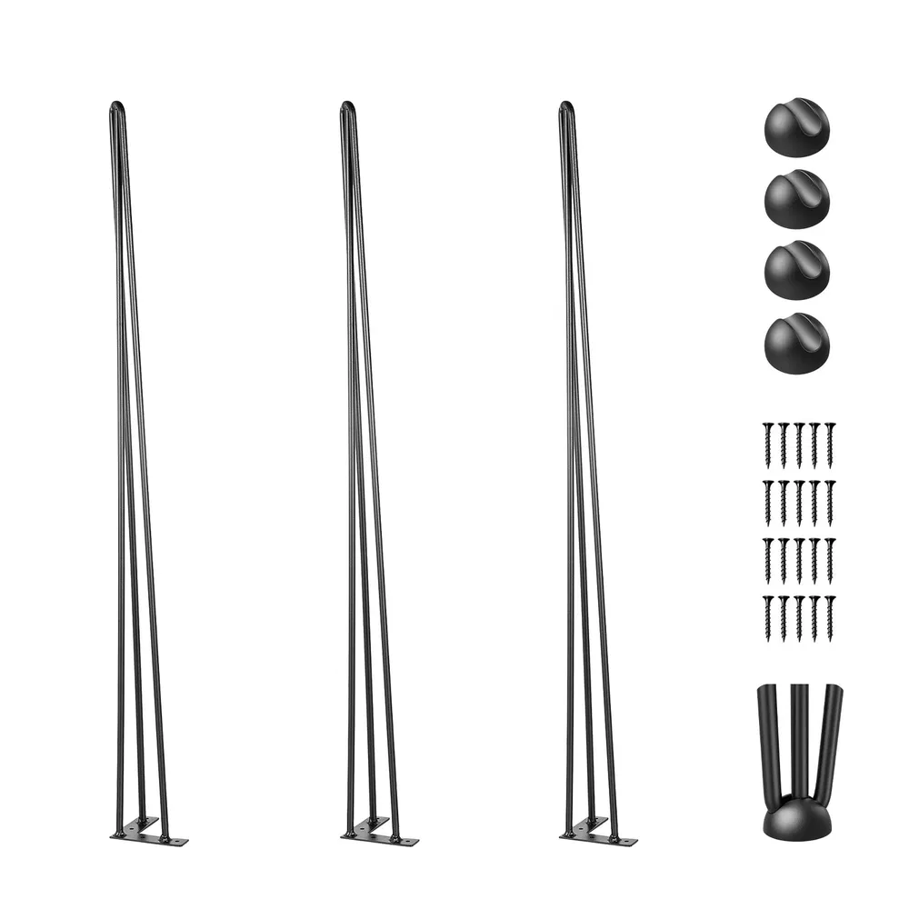 Pieds de table hairpin noir en acier robuste lot de 4_voghion.com
