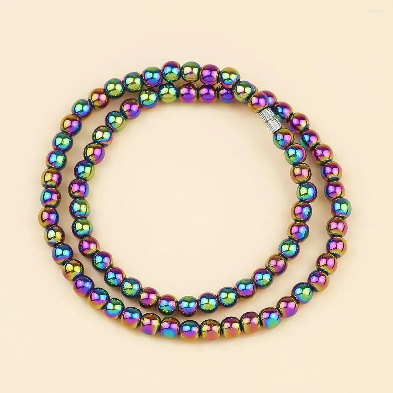 Catene HGKLBB Collana da uomo con mix di colori, perline rotonde colorate, gioielli in pietra di ematite naturale nettare alla moda, ornamenti per_voghion.com