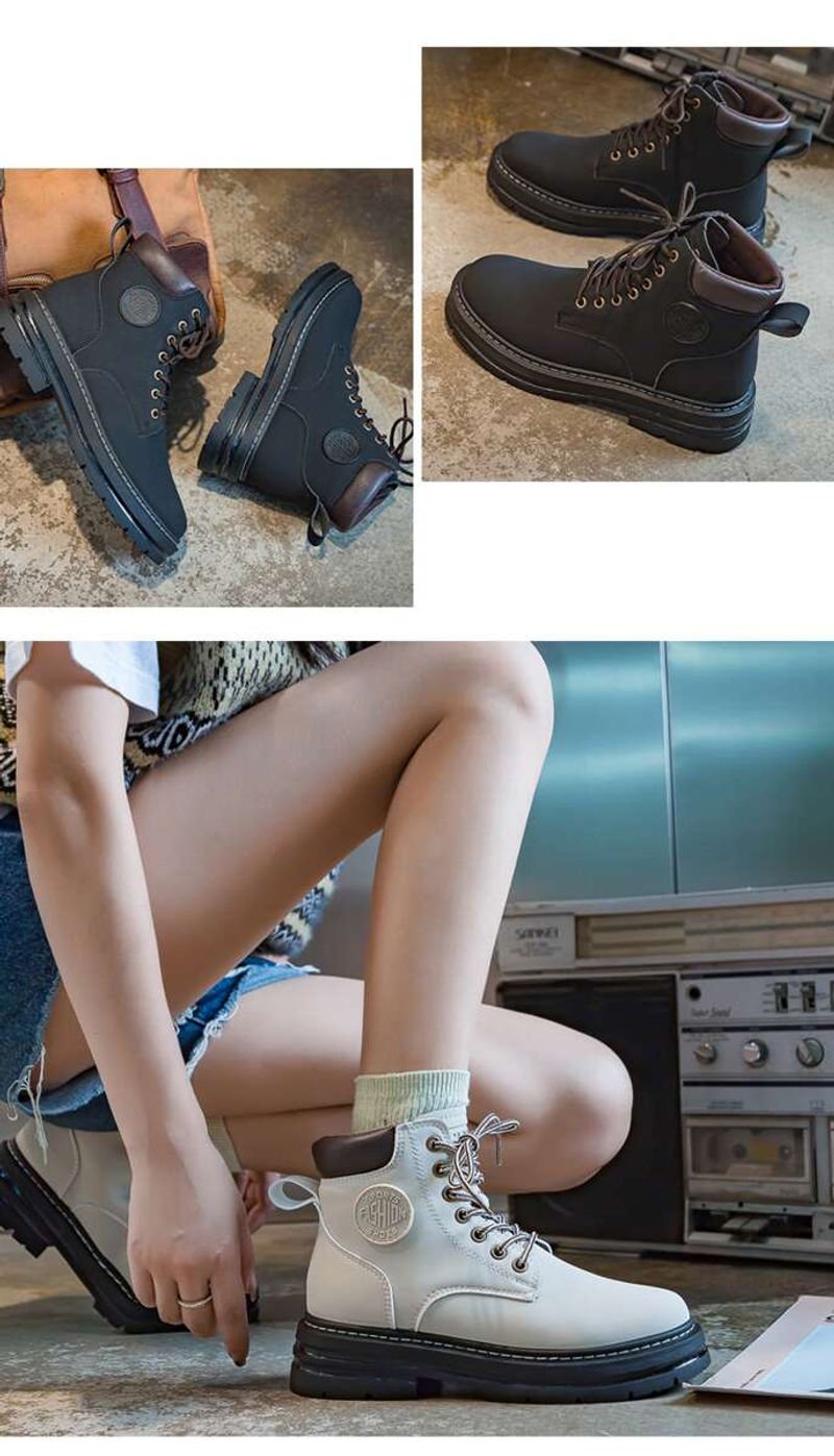 Couple Martin 2024 Automne Travail Femmes Courtes Instagram Semelle Épaisse Jaune Bottes Enfants_voghion.com