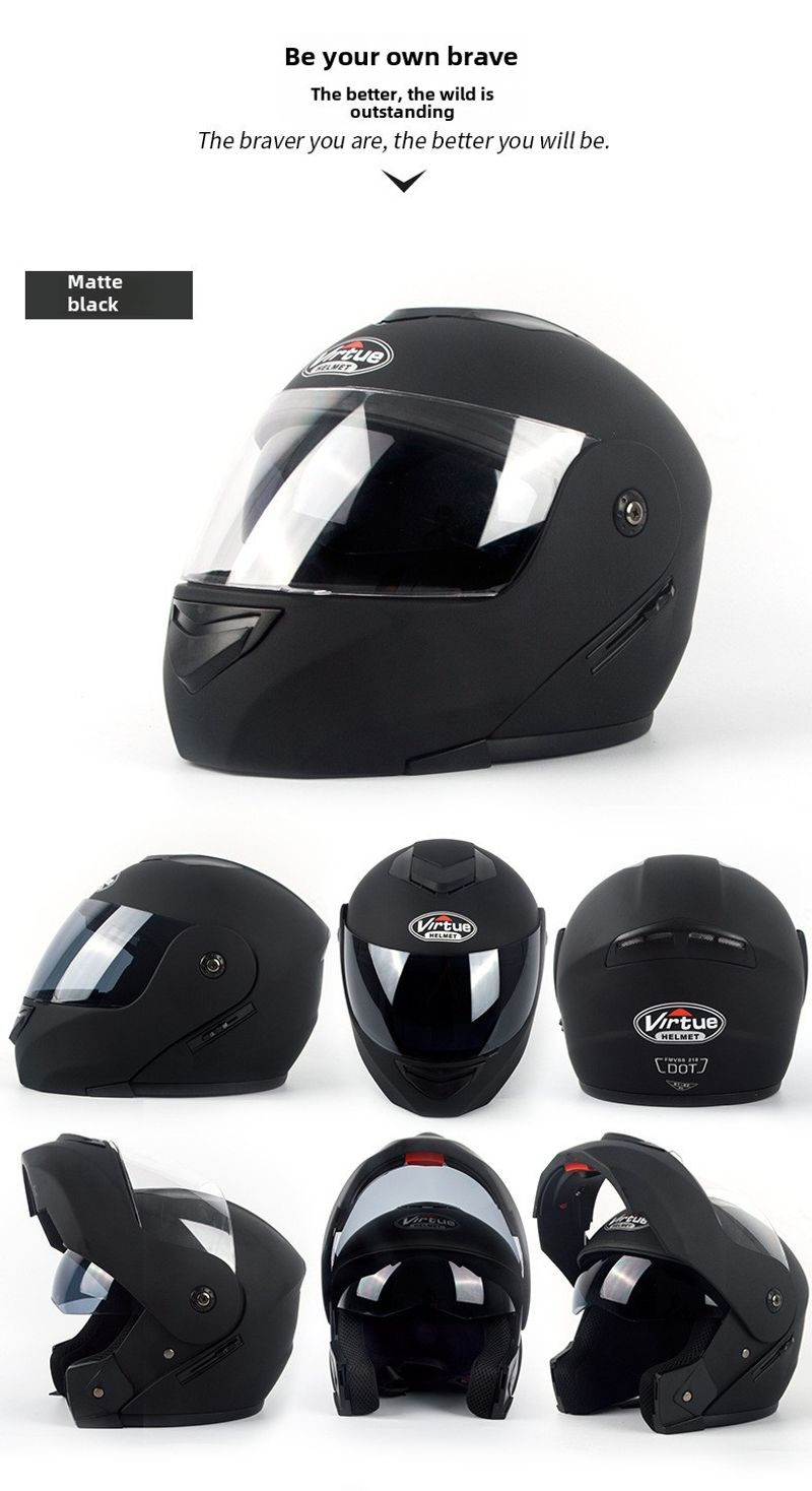 Casque de moto électrique à double lentille pour hommes et femmes, quatre saisons, Bluetooth, tendance et cool_voghion.com