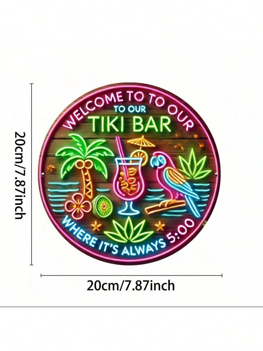 Cartello circolare in alluminio Tiki Bar 8x8 pollici, resistente ai raggi UV e ai graffi, facile da appendere, decorazione per interni ed esterni, decorazioni per la casa, giardino, matrimonio_voghion.com