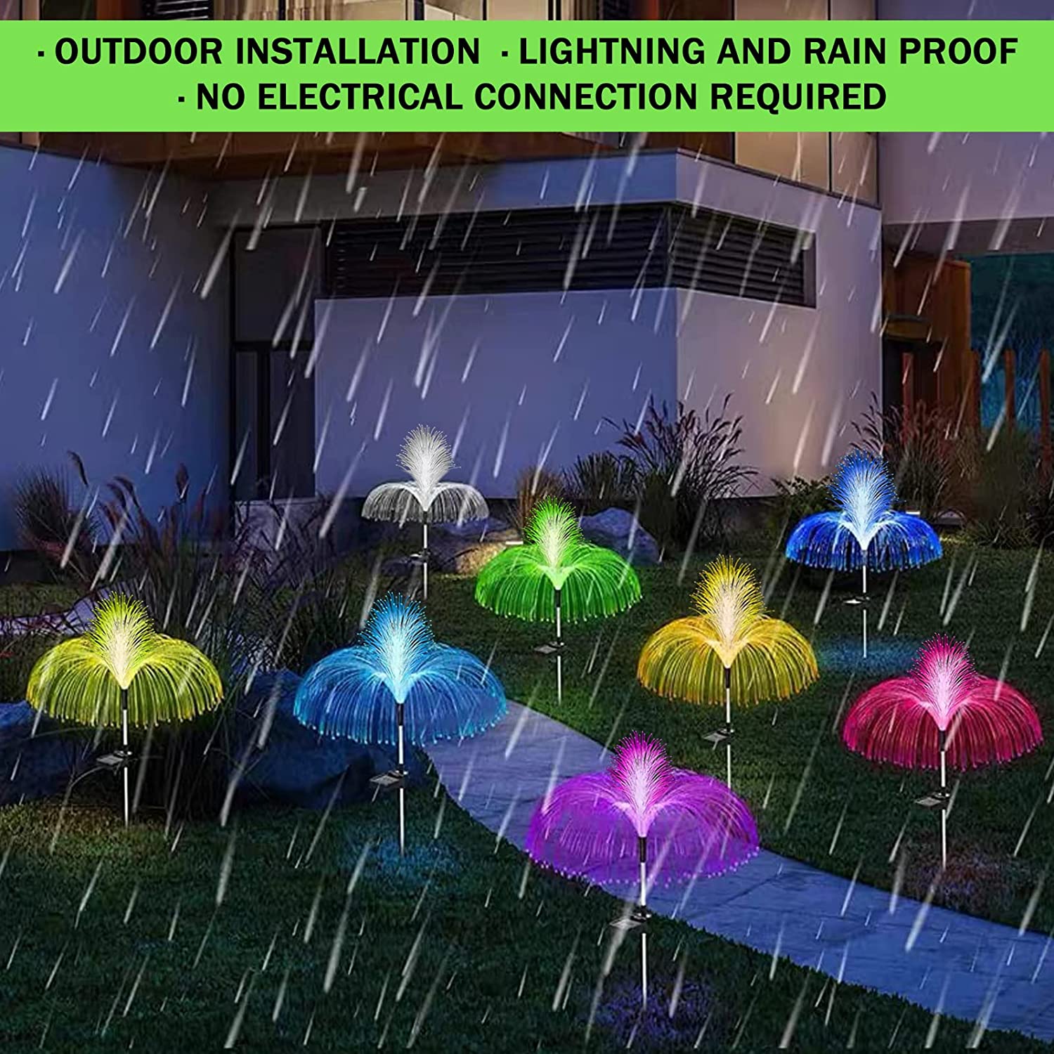 1 pz LED luci solari da giardino luci esterne impermeabili per cortile 7 colori fibra ottica medusa luce per vialetto/prato_voghion.com
