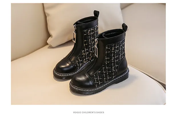 Bottes courtes à fermeture éclair pour filles, chaussures d'hiver tendance pour tout-petits, princesse douce, Happysteps, tailles US6C-US4Y_voghion.com