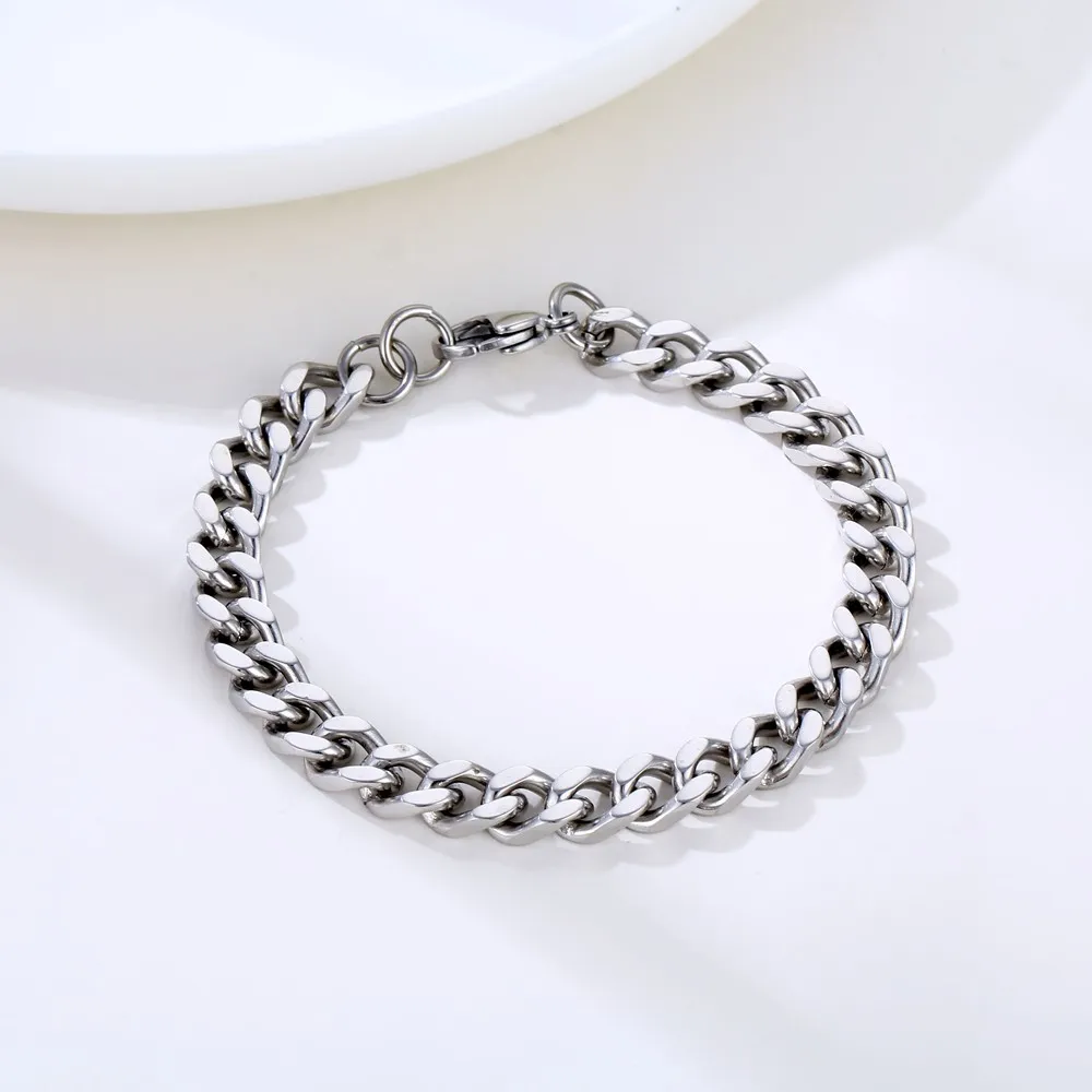 Brățară placată cu aur autentic, lanț cubanez de 5 mm, frânghie de 3 mm, unică, subțire, cu microfigaro, lanț de grâu, din oțel inoxidabil, streetwear_voghion.com