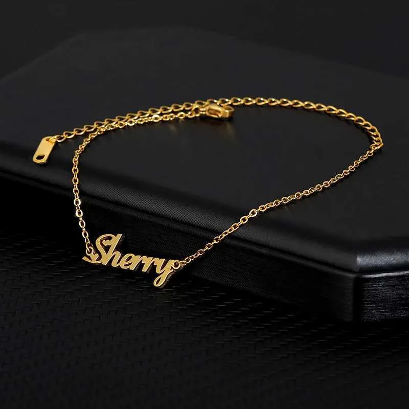 Charm-Armbänder Personalisierte Cus Name Fußkettchen für Frauen Edelstahl Silber Farbe Beinkette Weibliches Fußkettchen_voghion.com
