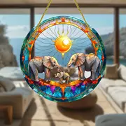 8" Boho Elefanten-Sonnenfänger - Acryl im Buntglas-Stil. Perfekte Dekoration für Zuhause oder das Büro. Kein Strom nötig. Tolles Geburtstagsgeschenk._voghion.com