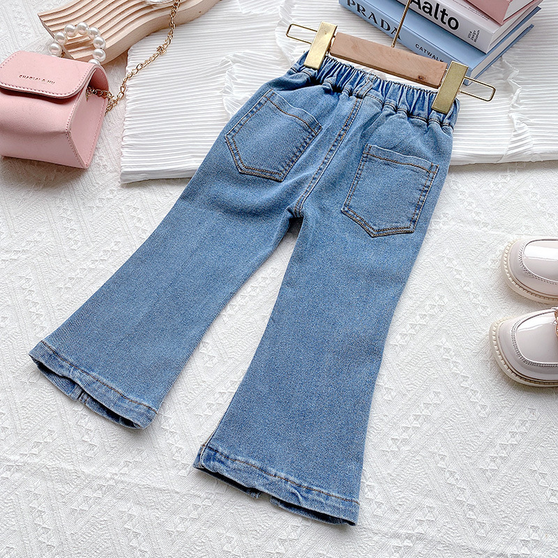New spring and autumn new Korean version of children's denim spoofed trousers fashionable foreign girl pants_voghion.com