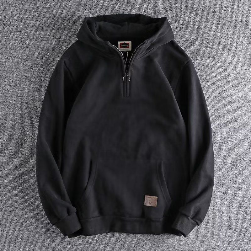 American Mode lässig halboffener Hals 2023 Herbst Jugendjacke dick geschlungen Wollpullover für Herren Felpa con cappuccio Trend_voghion.com