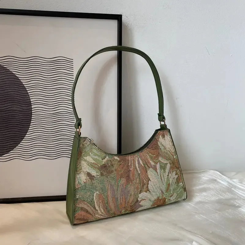 Moda Vintage Donna Olio Dipinto Spalla Signore Semplice wer Femminile Ascella Hobos Borse Piccola Frizione Borsa Tote 241120_voghion.com