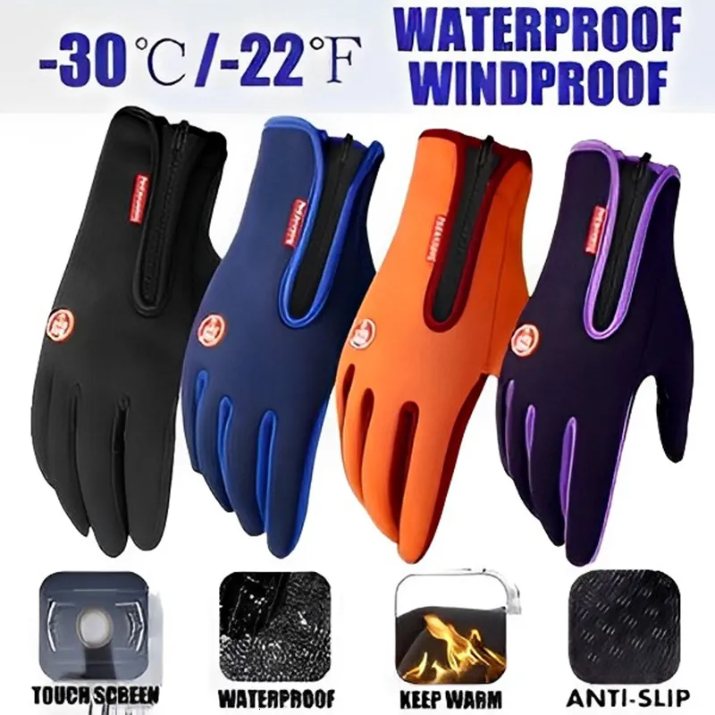 Five Fingers Gloves Winter for Men Women Warm Tactical Toucreen Waterproof Hiking Skiing Fishing Cycg Snowboard Non slip_voghion.com