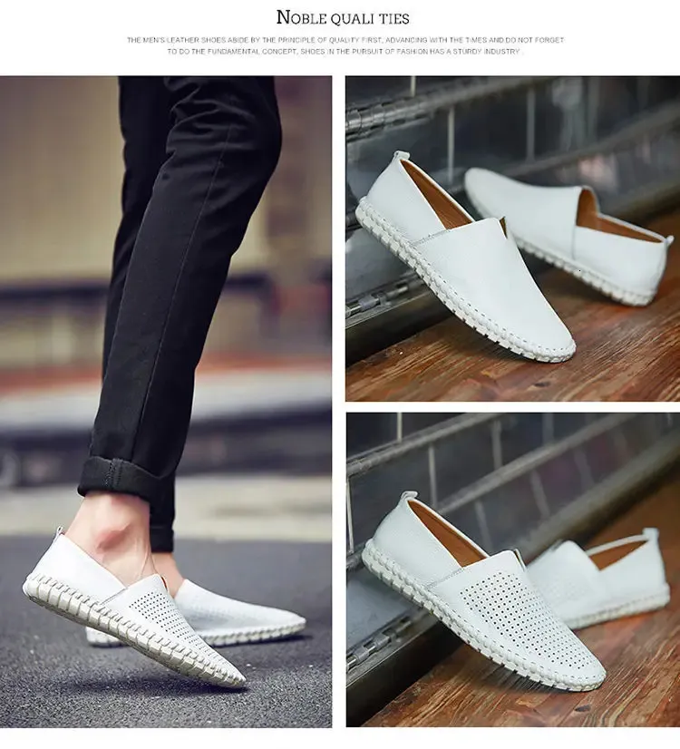 Grande taille 48 49 en cuir véritable plat hommes blanc doux espadrilles décontractées mâle confortable marche conduite chaussures mocassins mocassins_voghion.com