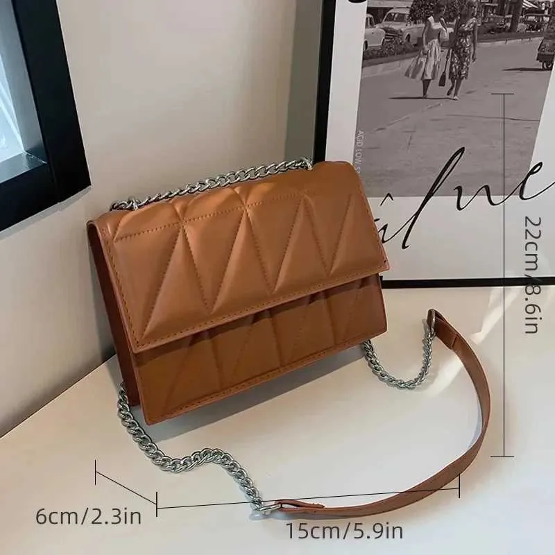 Borsa a tracolla da donna alla moda firmata, con manico in pelle PU, tracolla a catena, per donna C241103_voghion.com