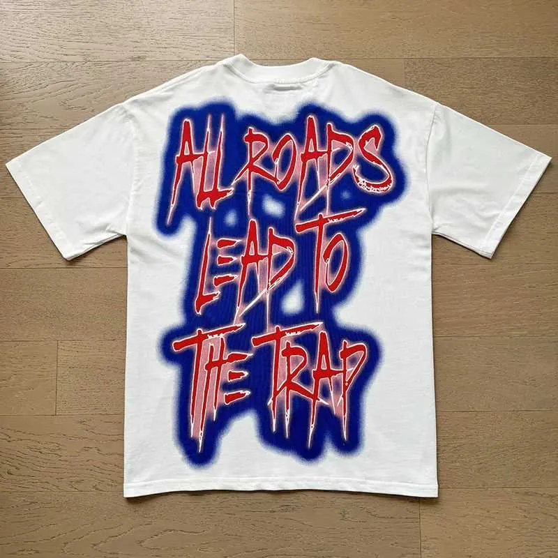 T-shirts Godspd en coton d'été à manches courtes, imprimé squelette d'astronaute rétro, style rock et décontracté, pour hommes et femmes_voghion.com