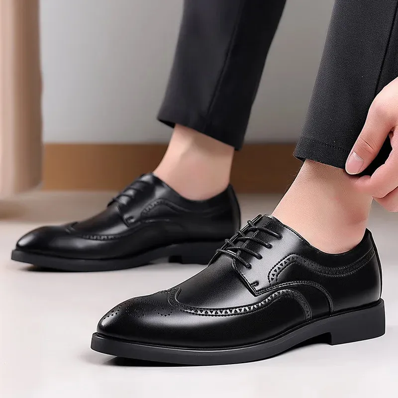 Formale Oxford-Schuhe aus echtem Leder für Herren Brogue-Schuhe Sapato Social Mascuo Chaussures Hommes Pointu 240607_voghion.com