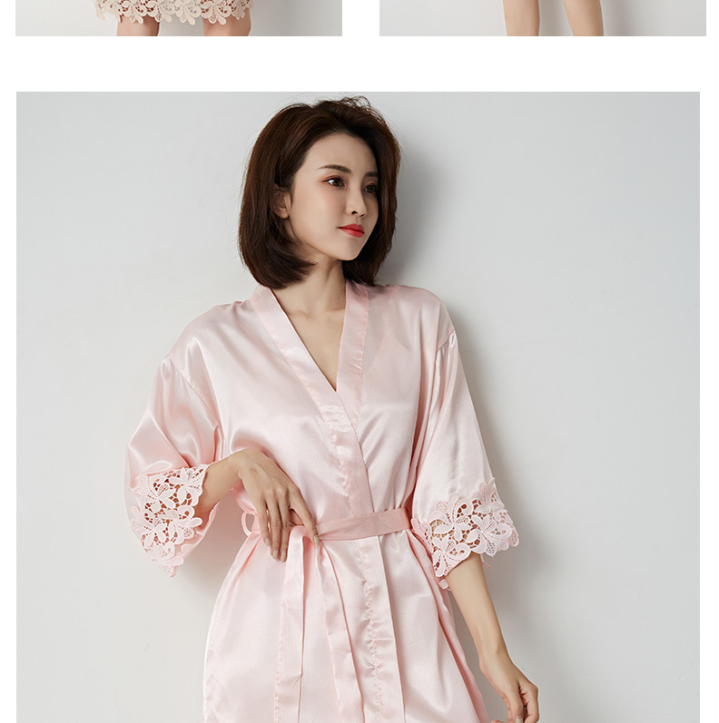 Vêtements pour femmes mariée robe de mariée robe du matin dames dentelle chemise de nuit mariage maquillage demoiselles d'honneur mariage kimono imitation soie cardigan_voghion.com