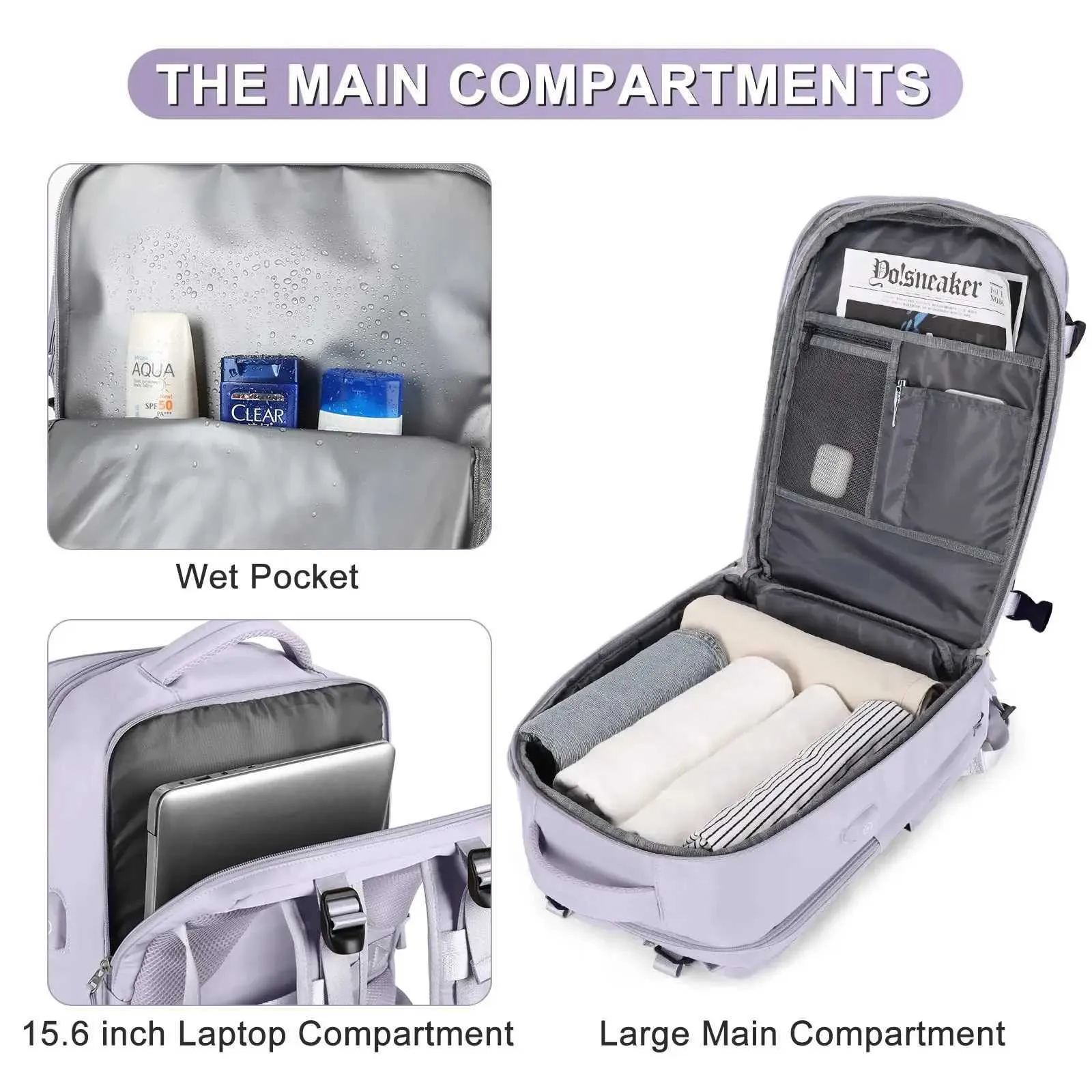 Women Travel Cabin Backpack 40x35x20 Airplane Large Capacity Waterproof Casual Bag School Suitcase Laptop_voghion.com