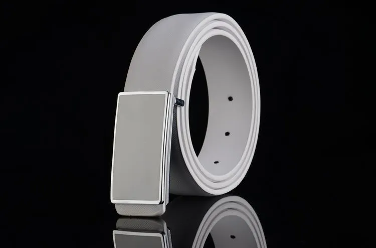 Stylish white black leather strap man Korean edition, trendy youth simple and smooth casual belt male, free shipping._voghion.com