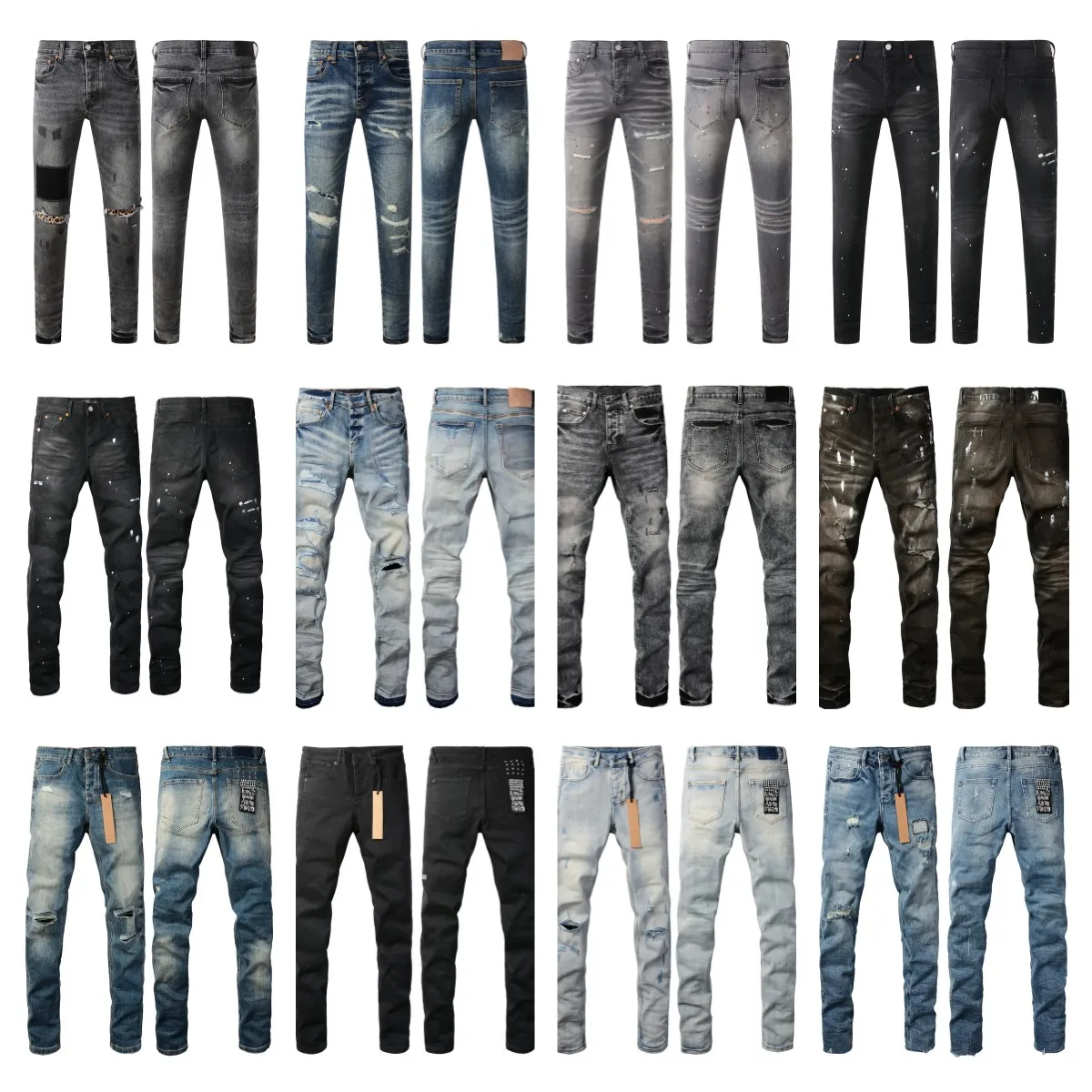 men Jeans Mens Designer Jean Pants Brand Baggy Womens Retro Casual Hip Hop Streetwear Designers Joggers Pant Hole Black_mkmklike.com