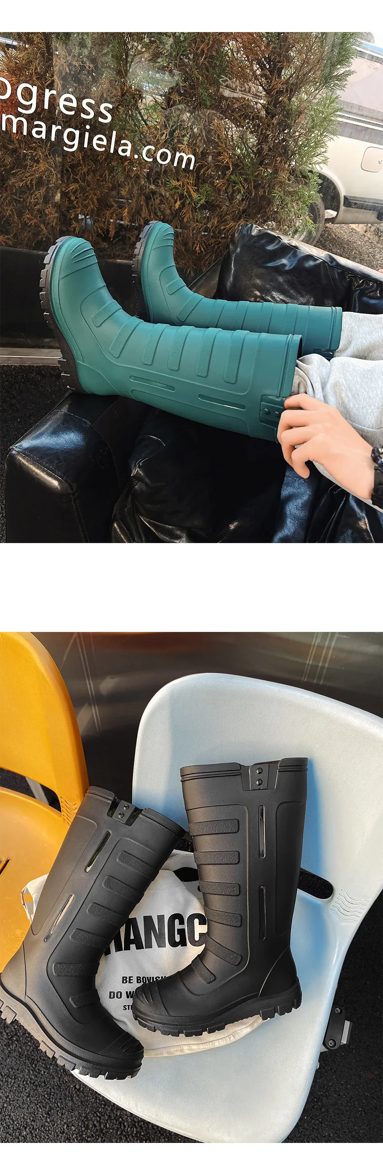 Unisex Rubber Shoes Men and Women Mid Calf Waterproof Work Safety Rain Boots Fishing Husband Botas Para Lluvia_voghion.com