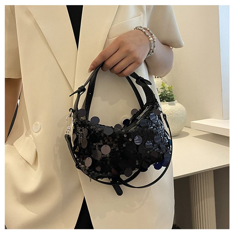 Modische kleine quadratische Tasche Damen im neuen ausländischen Stil 2024 mit Pailletten, Knödeltasche, vielseitige_voghion.com