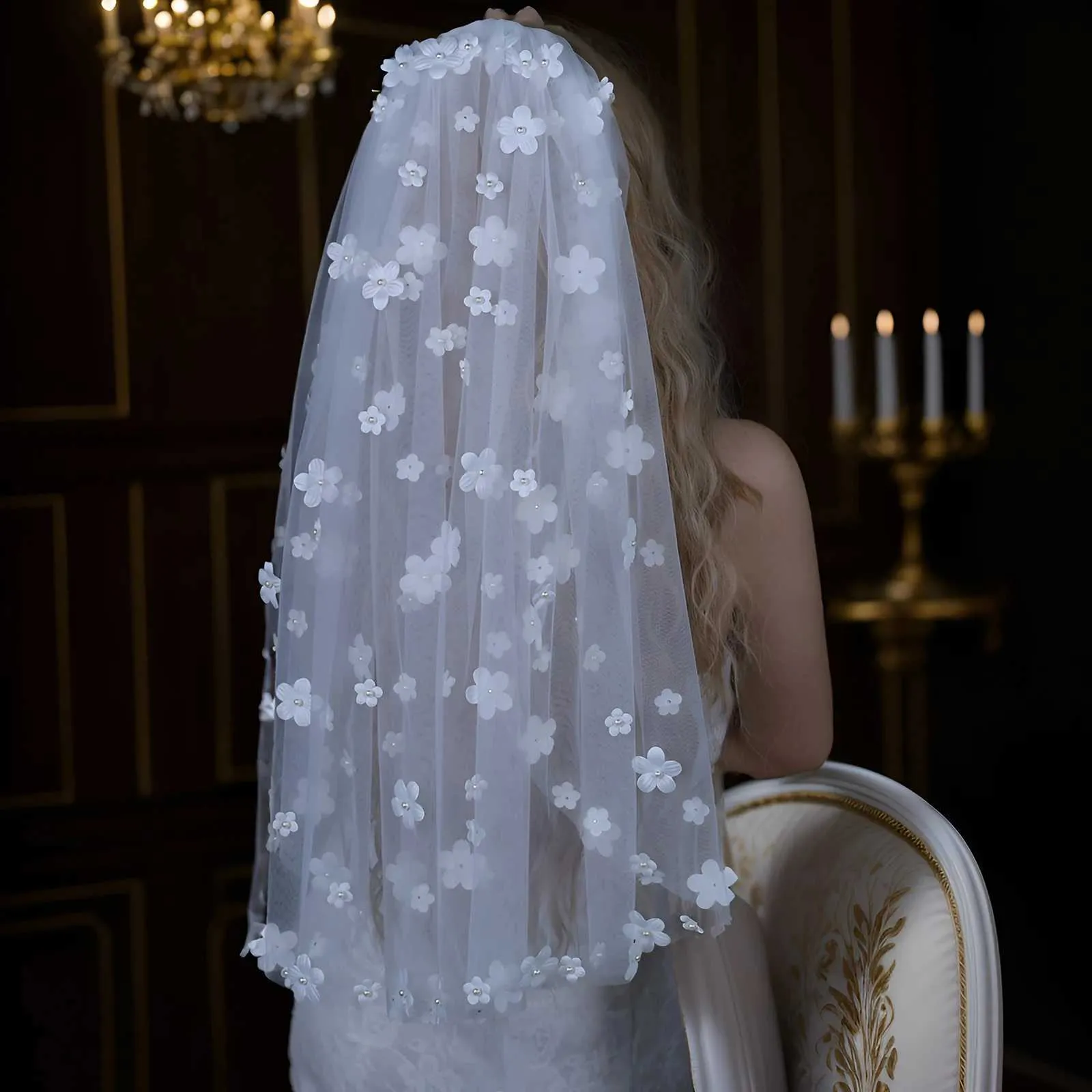 Hair Jewelry Short Wedding 3D Flowers Communion Wreath Girls Mini Bridal Veil Bachelorette Party Accessories For_voghion.com