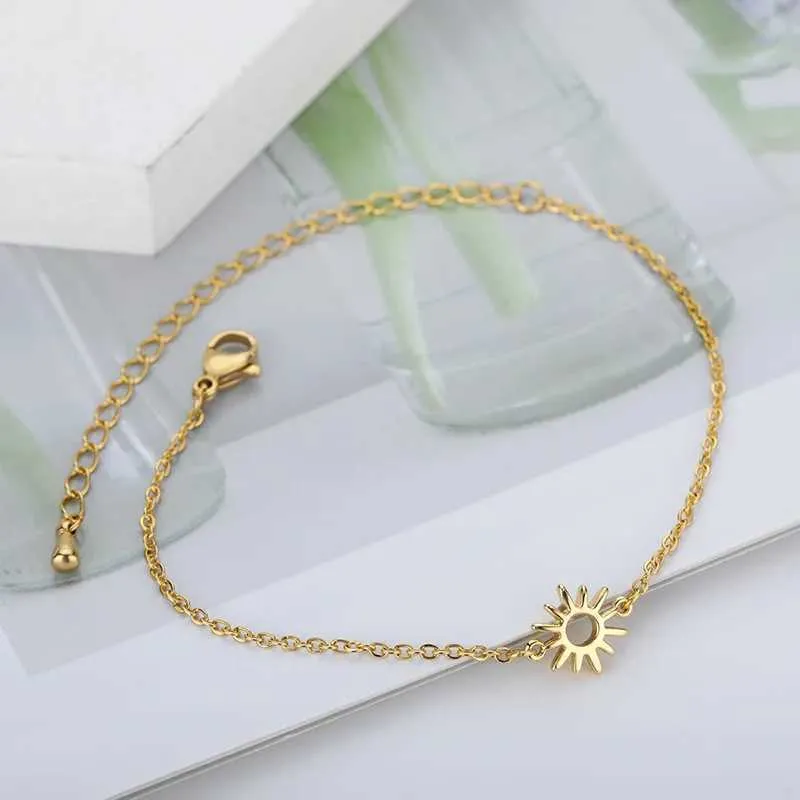 Kadınlar İçin Bilezik Güneş İçi Boş Bilezik Paslanmaz Çelik El Zinciri Vintage Suower Bileklik Boho Ayak Takısı Hediye_voghion.com
