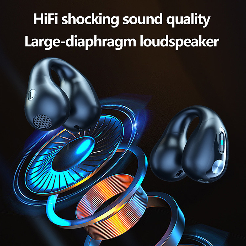 Q80 TWS Cuffie Bluetooth wireless Auricolari a conduzione ossea Clip per orecchie Orecchino per sport Gaming Cuffie wireless Gancio per l'orecchio_voghion.com