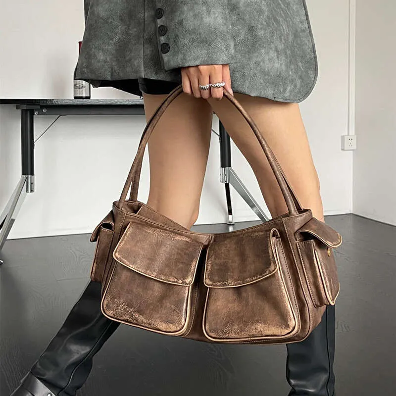 Vintage Y2k Women's Underarm Designer Large Capacity Handbag Wallet New Motorcycle and Bicycle Multi Pocket Shoulder_voghion.com