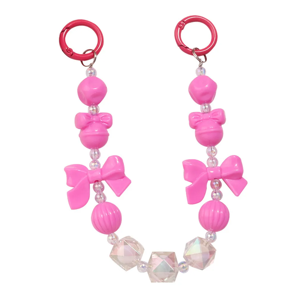 Colorful Bowknot Bead Phone Strap Charm Chain Knot Cellphone Lanyard Keychain Girl Bag Camera Pendant For Case_voghion.com