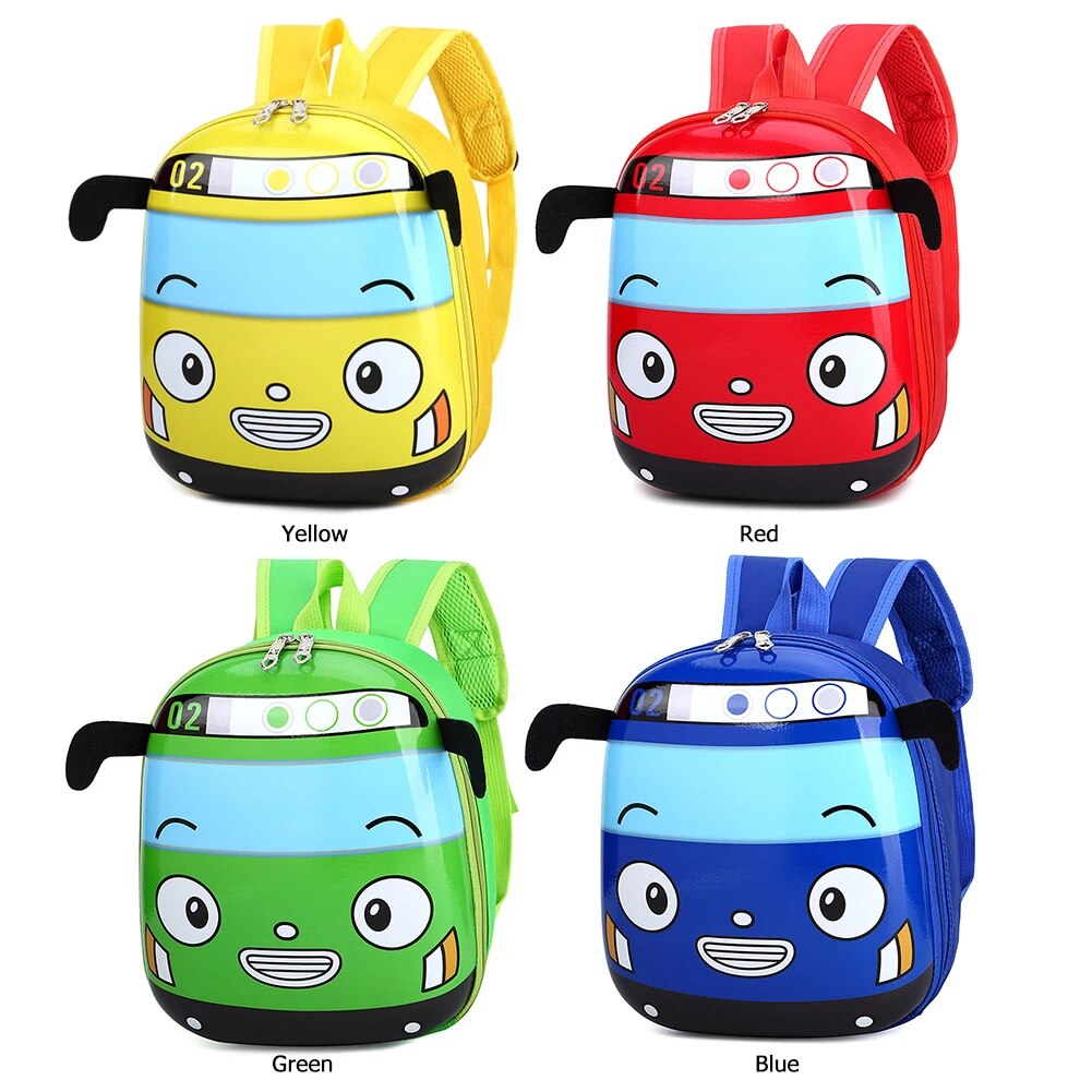 Zaino per bambini in 3D con bus dei cartoni animati, per la scuola materna, per bambini piccoli, da viaggio_voghion.com