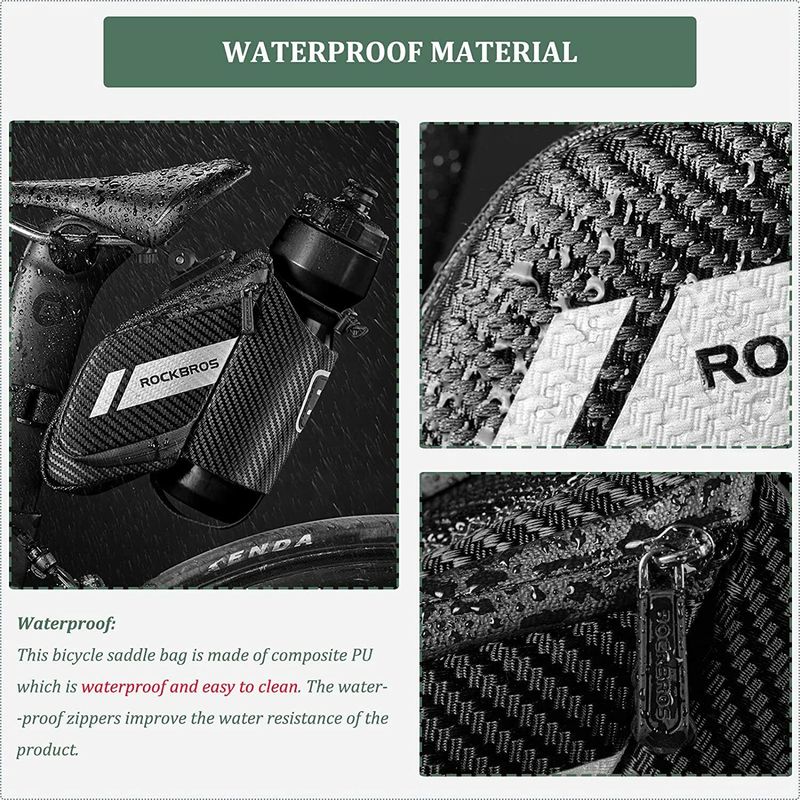 ROCKBROS Bike Saddle Bag, Bicycle And Tool Bag With A Bottle Holder_voghion.com