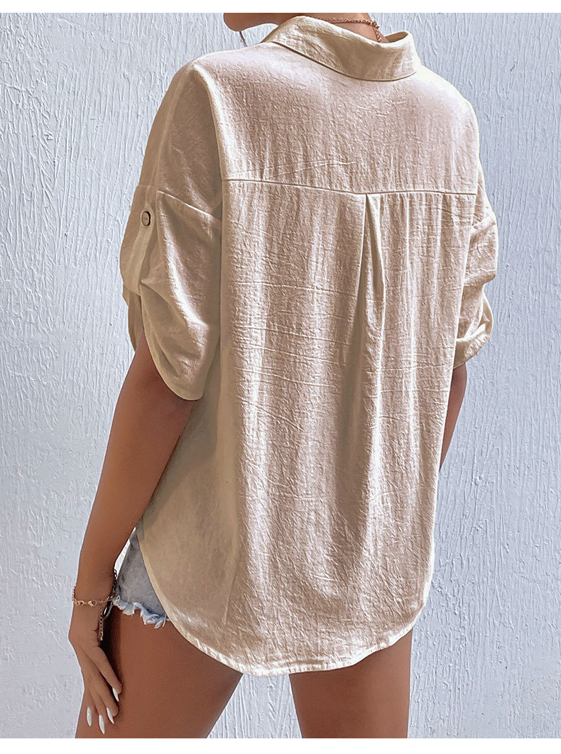Women's Mid-length Loose Blouse For Women Solid Casual Top_voghion.com