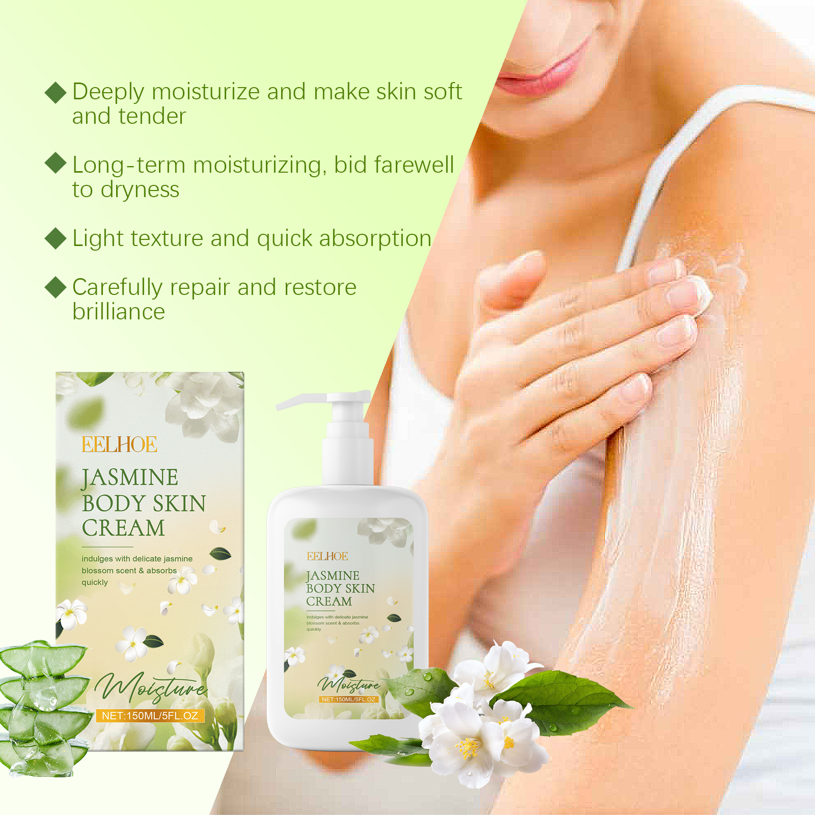 EELHOE Jasmine Moisturizing And Nourishing Body Lotion Moisturizes And Hydrates The Skin, Making It Smooth And Delicate_voghion.com