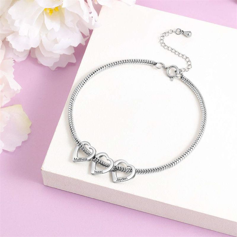 Personalisiertes verstellbares Armband aus Edelstahl in Herzform mit Liebe zum Selbermachen, Name, Fußkettchen, Damenschmuck_voghion.com